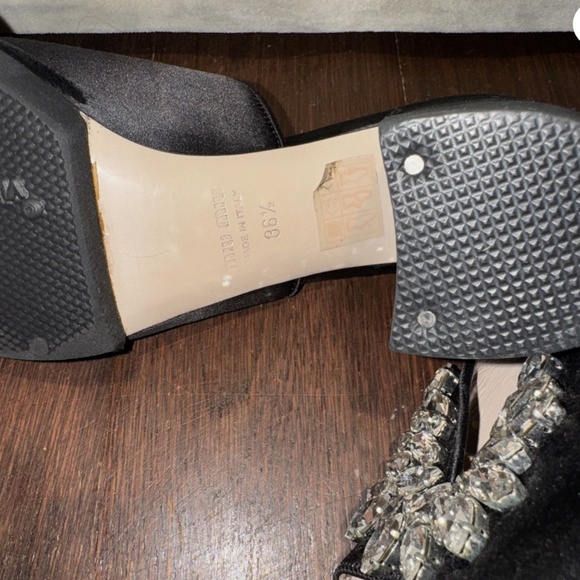 Miu Miu Satin Crystal Embellishments Slides Women's Shoes Size: 6.5 - Picture 5 of 9